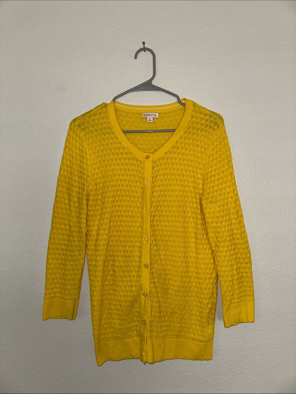 Merona Women’s Mustard Yellow Textured Knit Cardigan Size XL